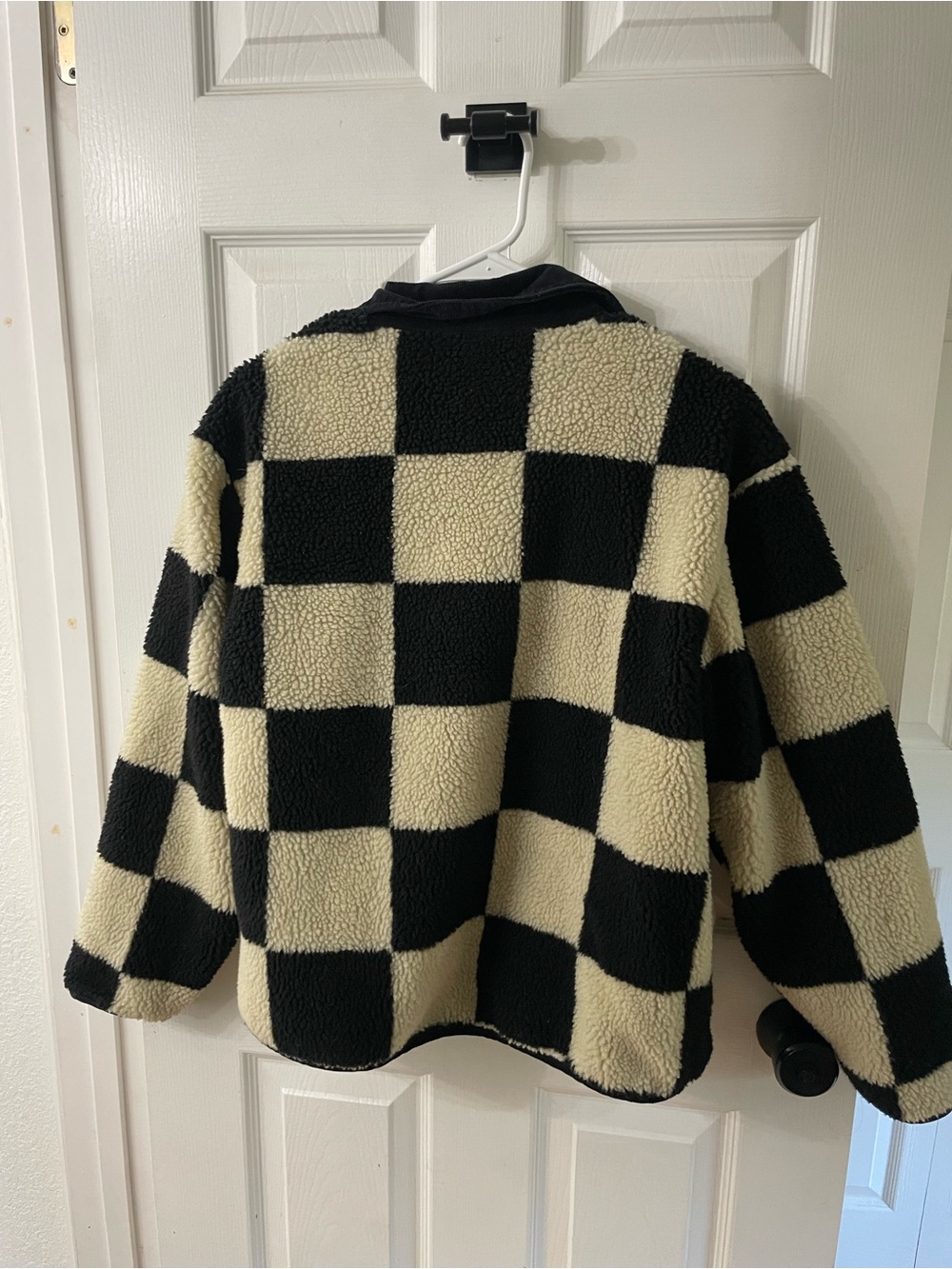 Brixton Checkerboard Sherpa Jacket - Black & Cream